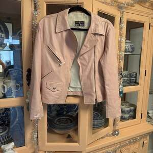 Vera Pelle Pink Italian Leather Motorcycle Jacket, Size 42 (US M)
